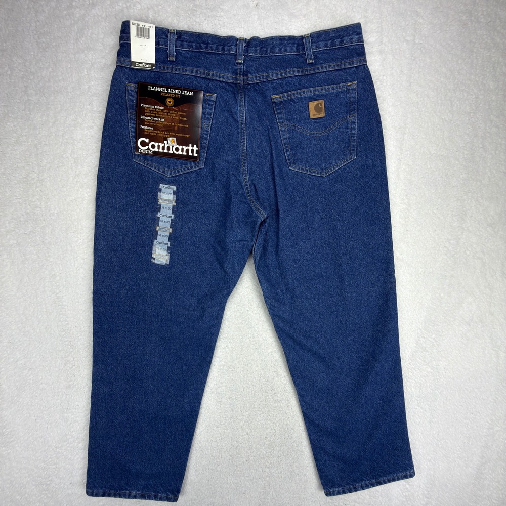 Carhartt B21 DST Flannel Lined Relaxed Fit Denim Jeans Mens 38x30 NWT Dark Stone - Picture 3 of 8